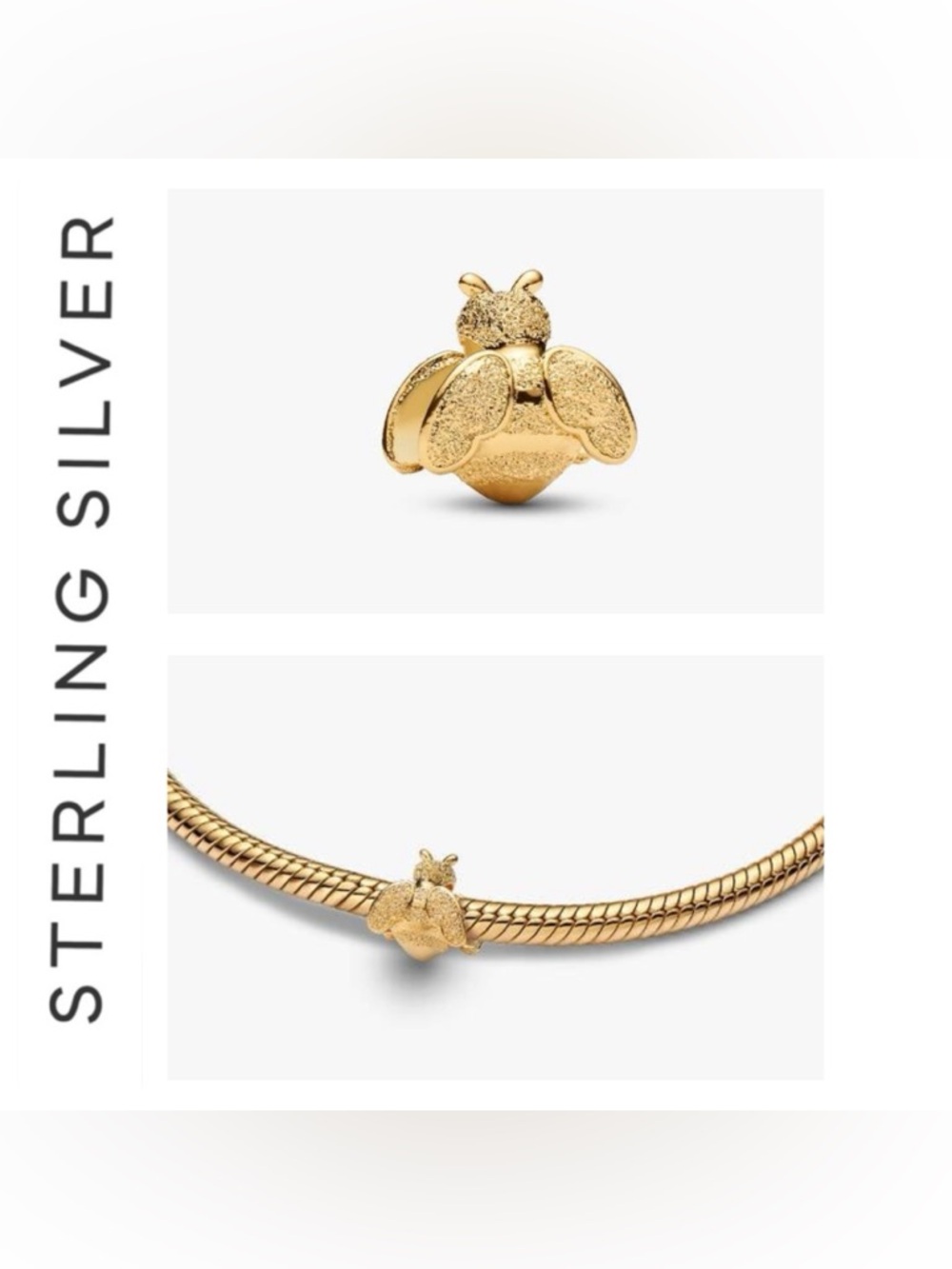 🌟 14K Gold Plated Textured Mini Bee Charm